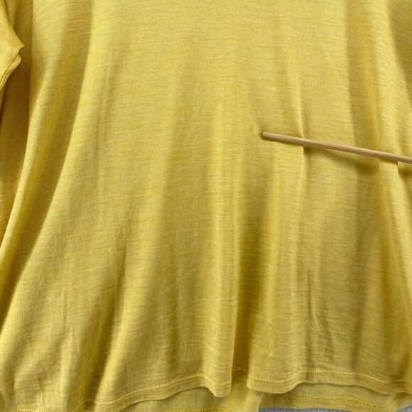 EILEEN FISHER Top M Silk Cotton Jersey Scoop Neck 3/4 Sleeve Basic Yellow - Picture 11 of 12
